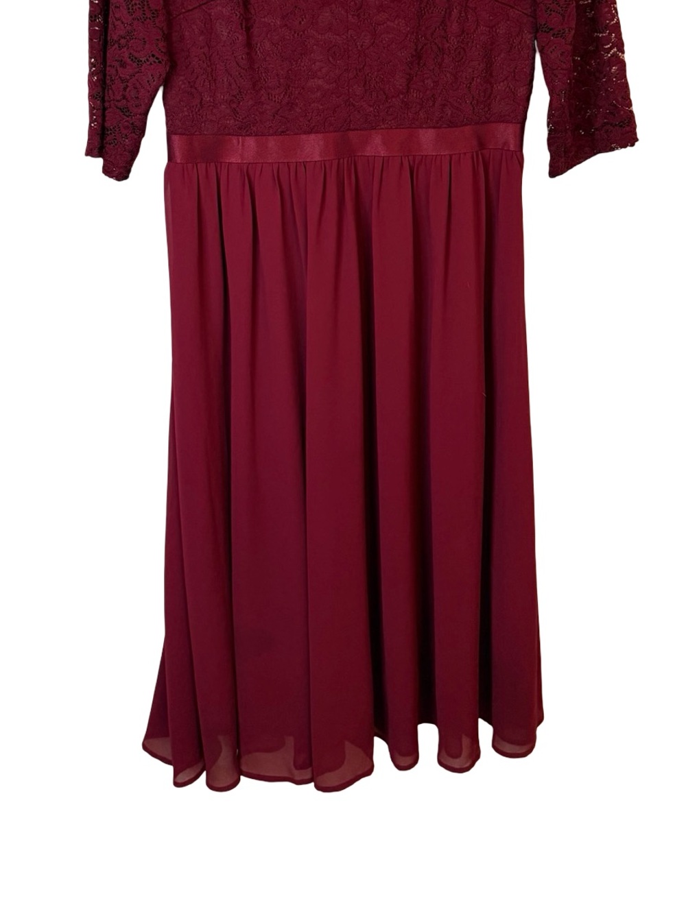 Miss May Retro Gorgeous City Burgundy Lace Chiffon Midi Cocktail Dress Size XL - Picture 6 of 7